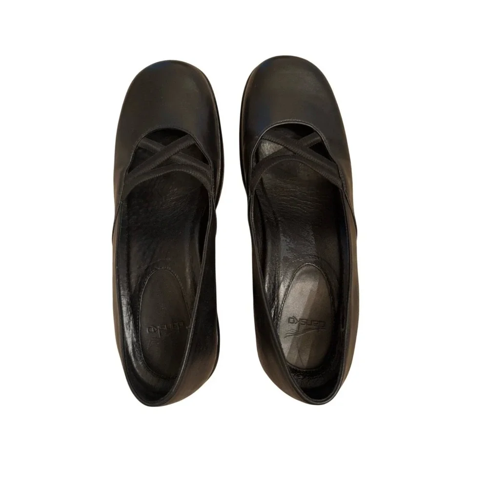Dansko Womens Black Wedge Shoe Sz 39 Academia Preppy Whimsigoth‎